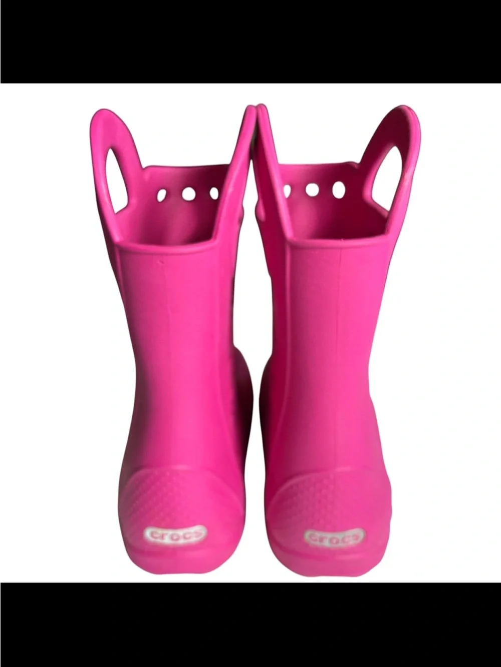 CROCS Girls Bright Pink Waterproof Rain Boot Lightweight Size Jr. 2 Like New